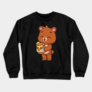 Cute Bear Holding Honey Cartoon Crewneck Sweatshirt